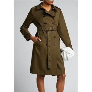 NWT Jane Post Raincoat perfect Trench Coat Olive Green Large
